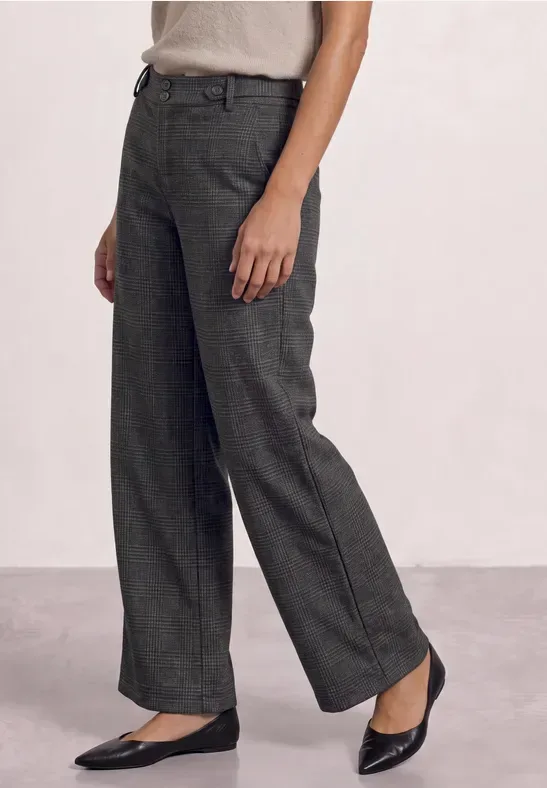 High Waist Wide Leg Hose mit Karomuster