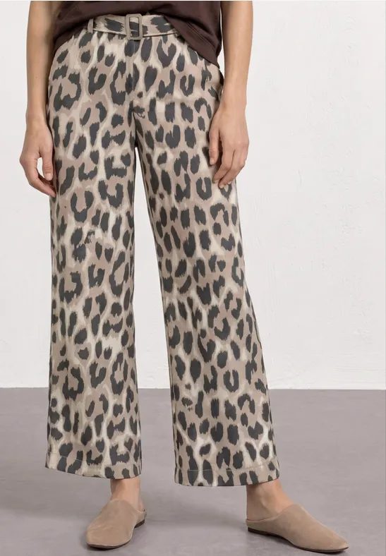 Wide Leg Hose mit Gürtel und Leo
