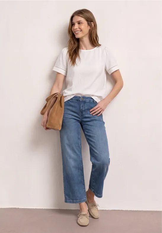 7/8 Jeansculotte mit Knopfdetails und Comfort Bund