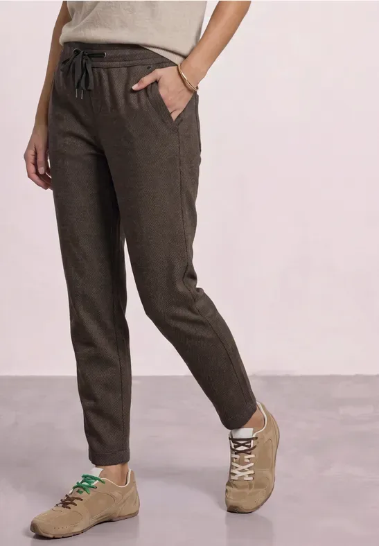 Mid Waist Slim Leg Hose mit feinem Muster
