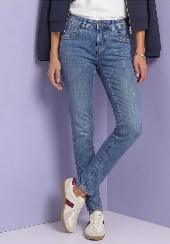 Mid Waist Slim Leg Jeans im Casual Fit