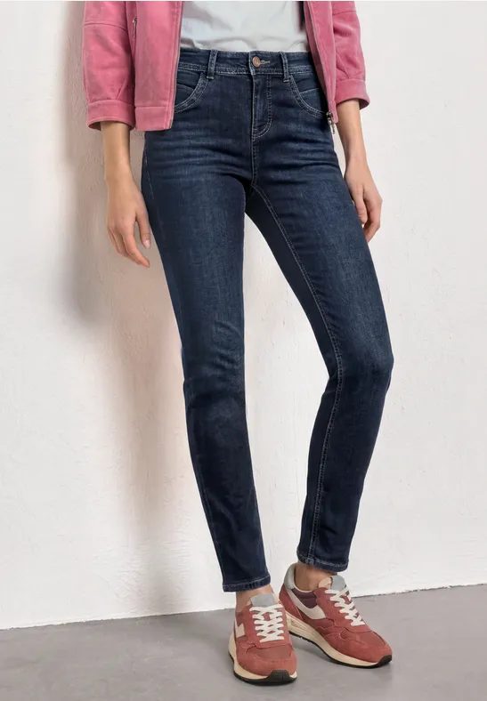 Mid Waist Slim Leg Jeans im Casual Fit