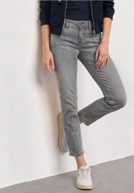 Mid Waist Straight Leg Jeans im Slim Fit