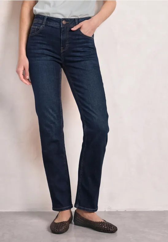 Mid Waist Straight Leg Jeans im Casual Fit