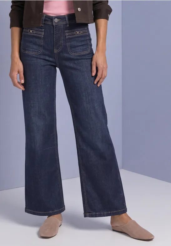 Wide Leg Jeans im Loose Fit mit Dekodetails