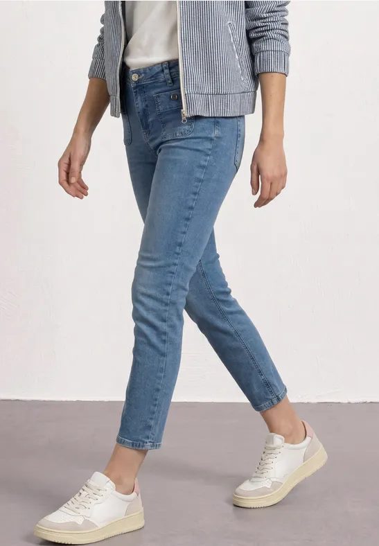 7/8 Straight Leg Jeans mit aufgesetzten Taschen