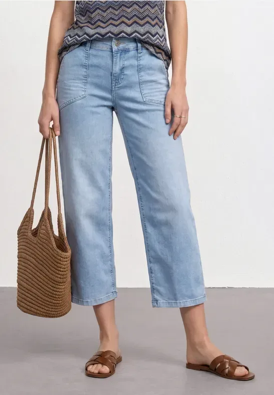 7/8 Mid Waist Jeans Culotte mit Comfort Bund