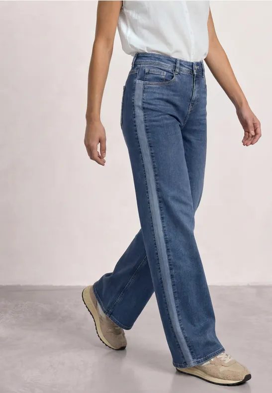 Wide Leg Jeans im Loose Fit mit Gallonstreifen