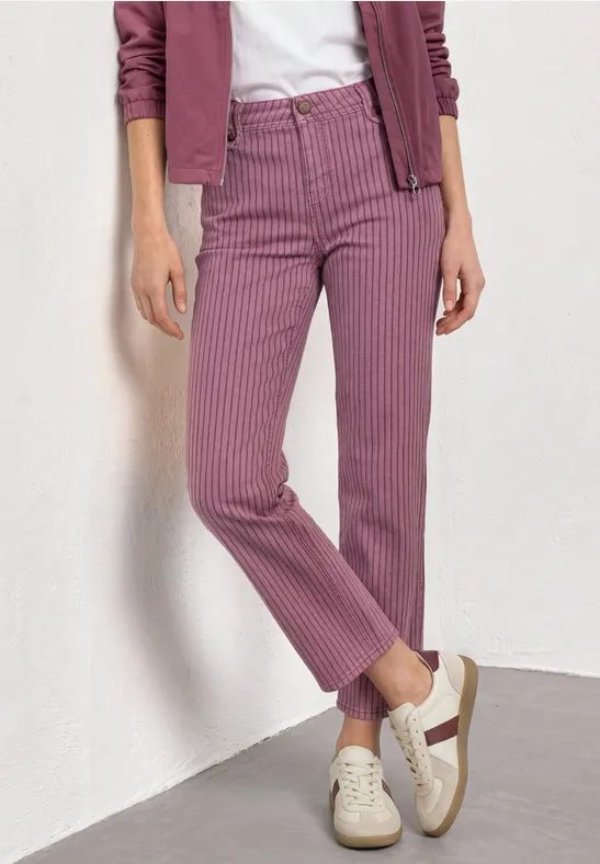 High Waist Straight Leg Jeans mit Streifen
