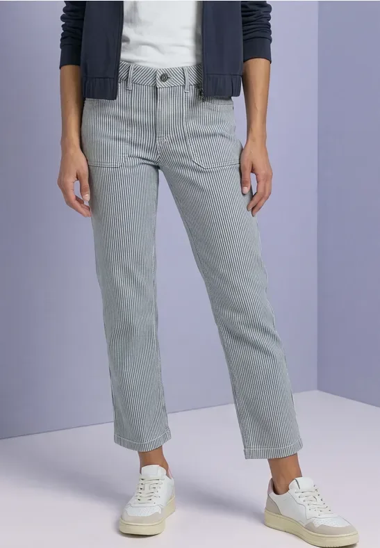 7/8 Straight Leg Jeans im Casual Fit mit Streifen