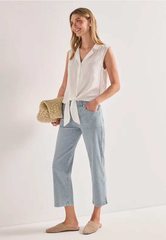 7/8 Straight Leg Jeans im Casual Fit mit Streifen