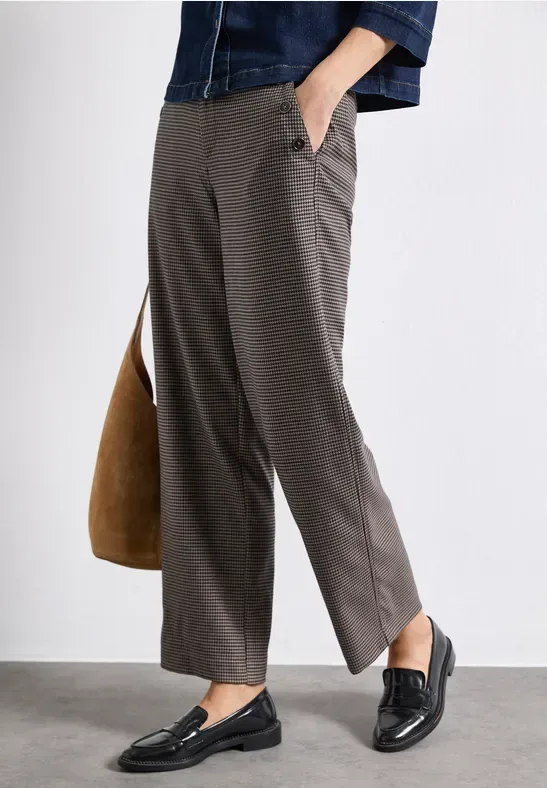 High Waist Straight Leg Hose mit Knopfdetails