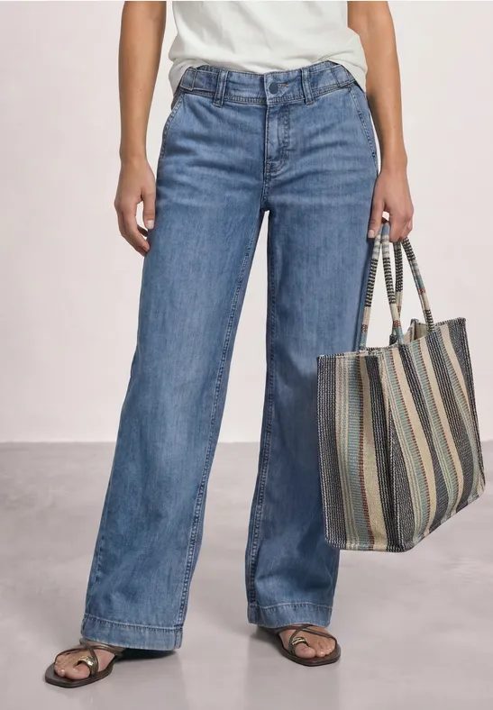 Mid Waist Wide Leg Jeans im Loose Fit