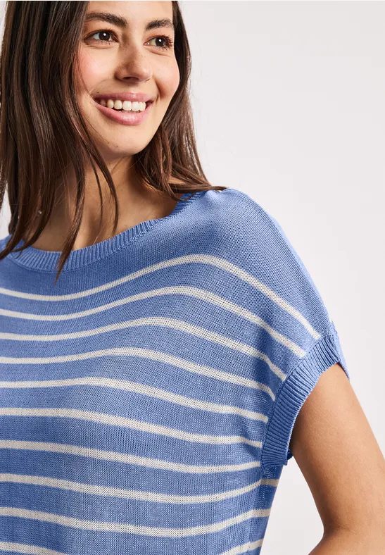 Pullover mit Boatneck und Streifen
