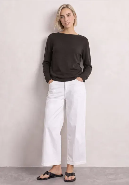 Basic Pullover mit U-Boot-Ausschnitt