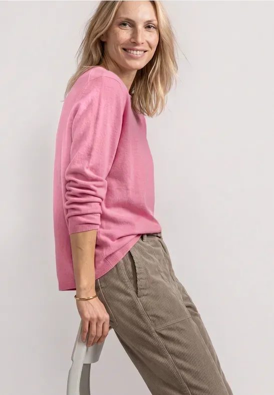 Pullover mit Boat Neck und Rollkanten