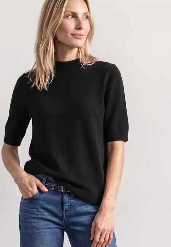 Kurzarm Pullover mit Turtle Neck