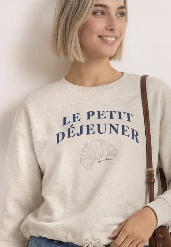 Langarm Sweatshirt mit Wording