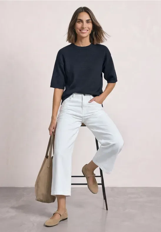 3/4-Arm Pullover mit Rundhals