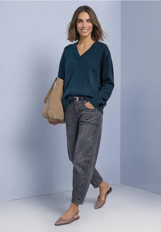 Langarm Pullover mit V-Ausschnitt