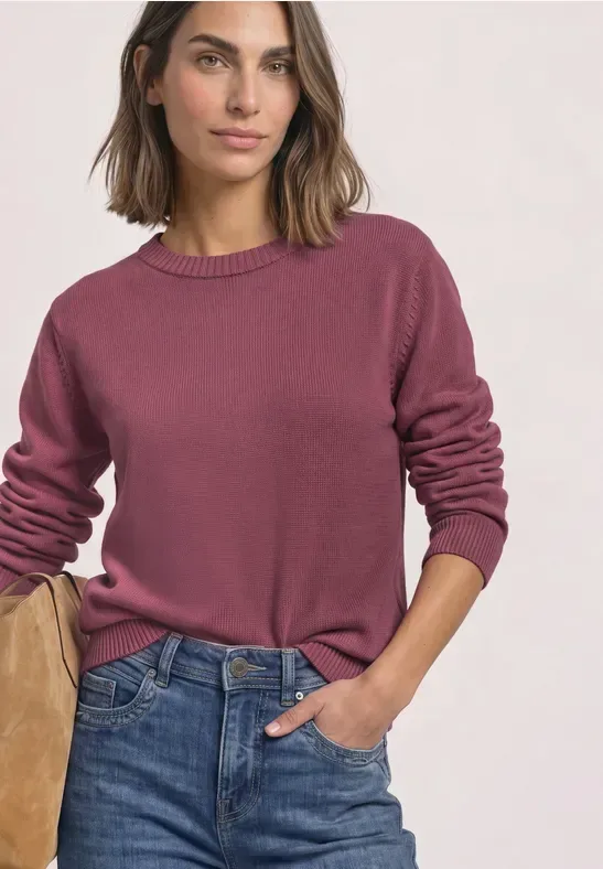 Langarm Pullover mit Boat Neck