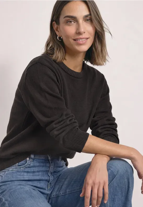 Langarm Pullover mit Boat Neck