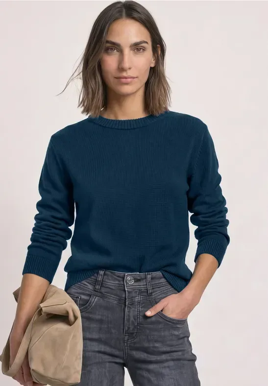 Langarm Pullover mit Boat Neck