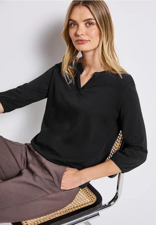 Split Neck Jersey Shirt