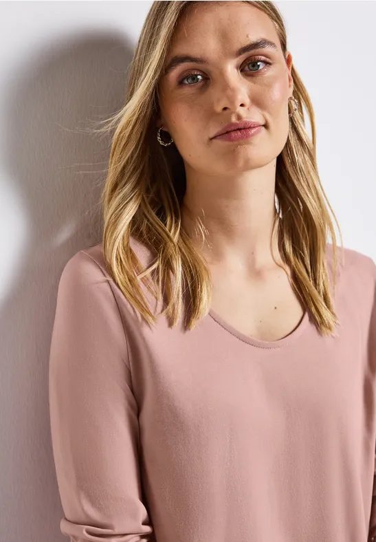 Langarmshirt in Unifarbe