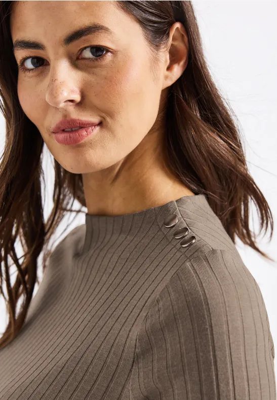 Turtleneck Shirt mit Knöpfen
