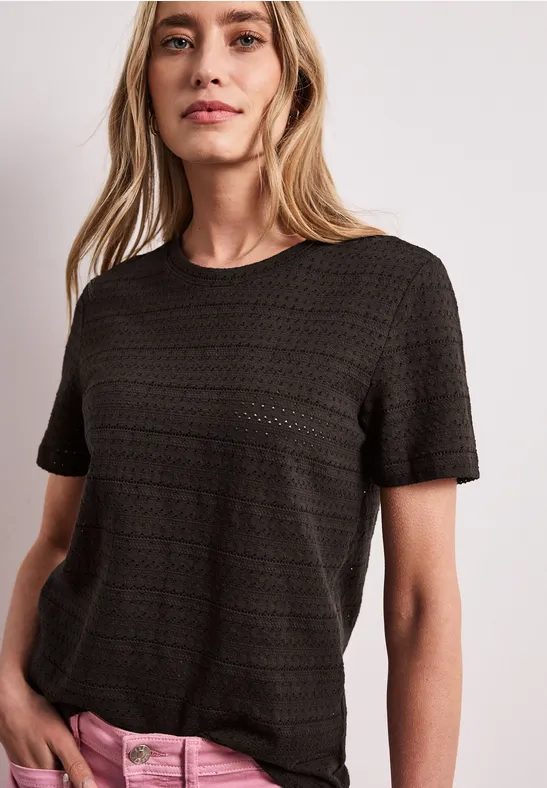 Kurzarm Shirt mit Rundhals aus Spitze