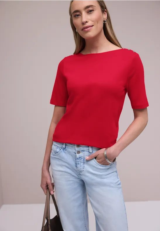 Kurzarm Shirt mit Knopfdetail