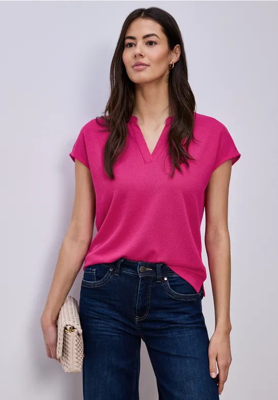 Shirt mit Split Neck im Strick