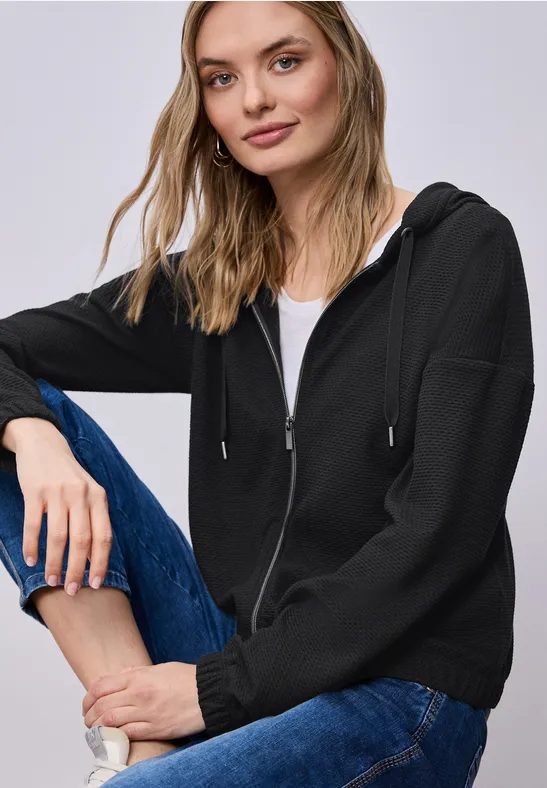 Langarm Jacke mit Kapuze und Zipper