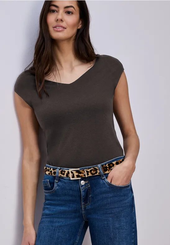 Ärmelloses Shirt mit Diamantausschnitt
