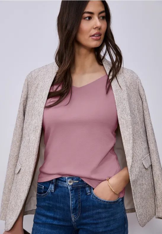 Ärmelloses Shirt mit Diamantausschnitt