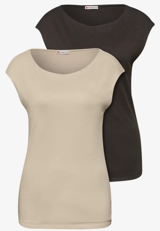 Basic Shirt mit Boatneck im 2er