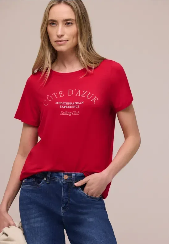 STREET ONE Rundhalsshirt Sommershirt mit Wording-Print