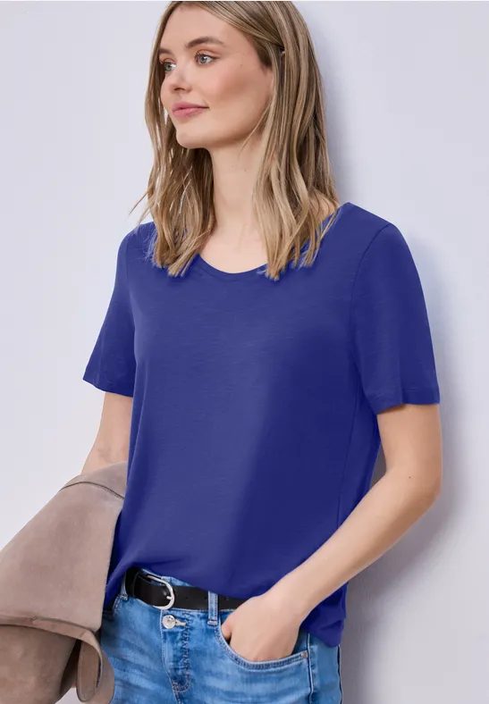 Kurzarm Longshirt mit Rundhals