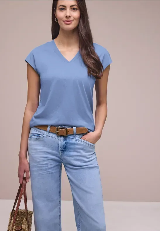 Dropped Shoulder Shirt mit V-Neck