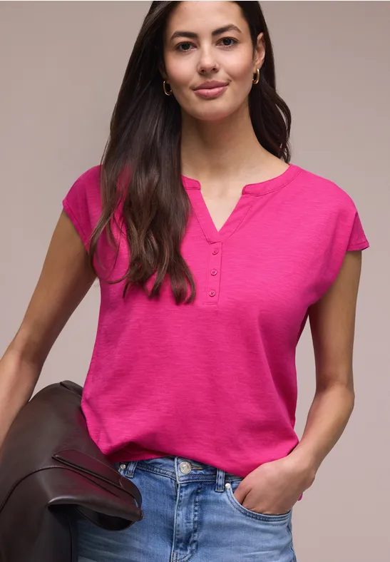 Dropped Shoulder Shirt mit Split Neck