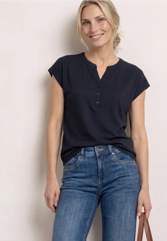 Dropped Shoulder Shirt mit Split Neck