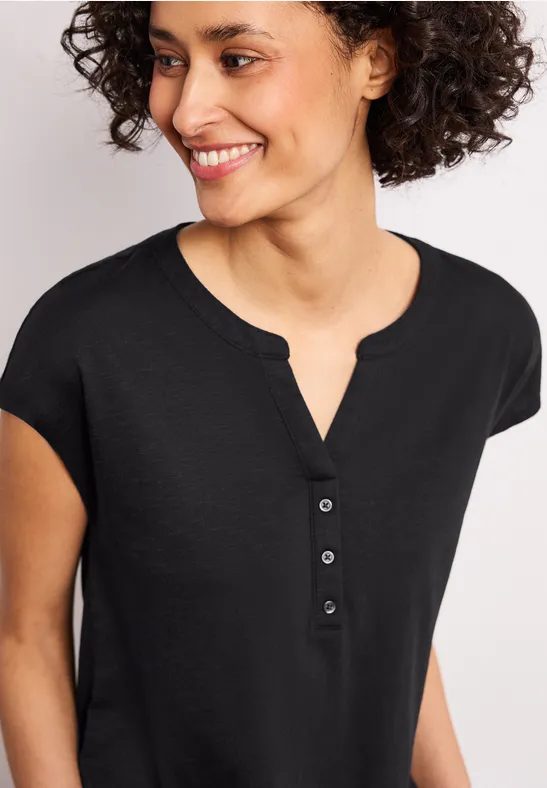 Dropped Shoulder Shirt mit Split Neck