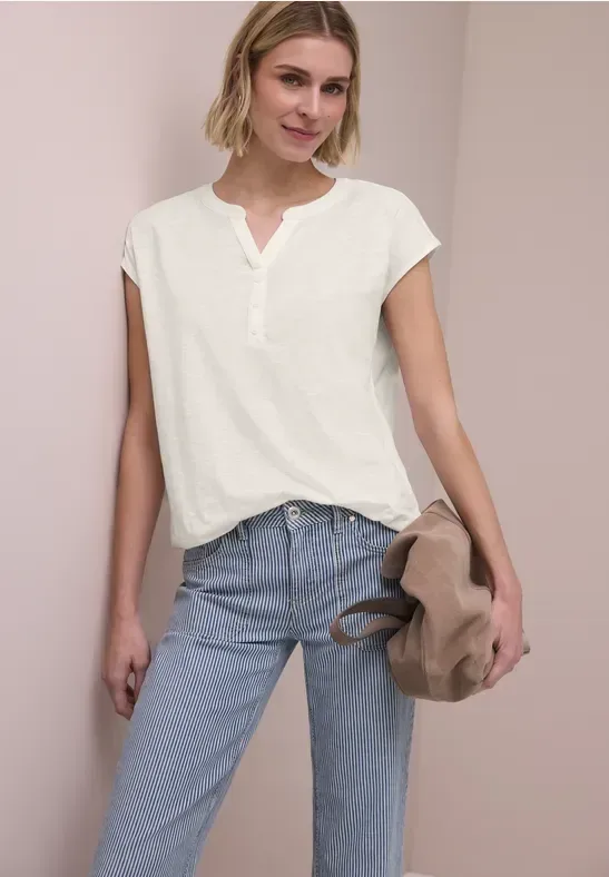 Dropped Shoulder Shirt mit Split Neck