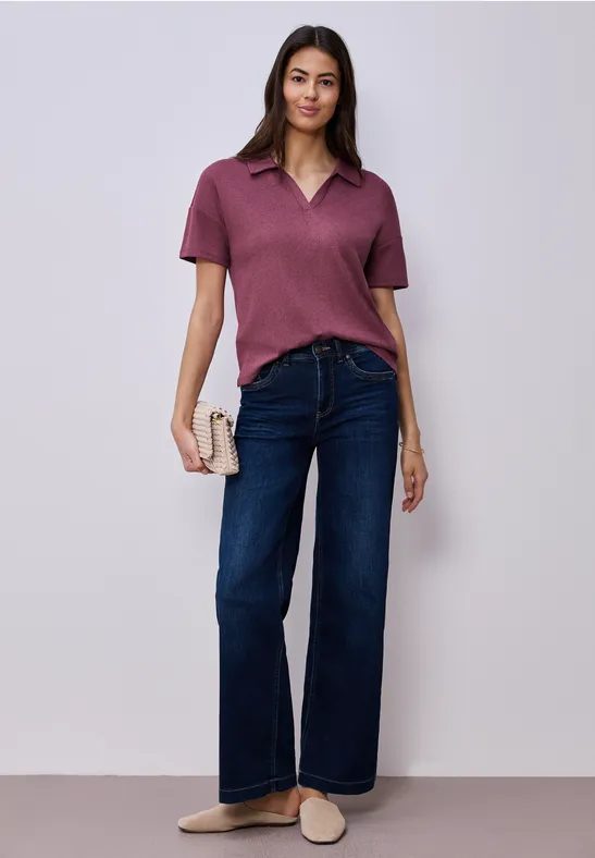 Kurzarm Poloshirt in Unifarbe
