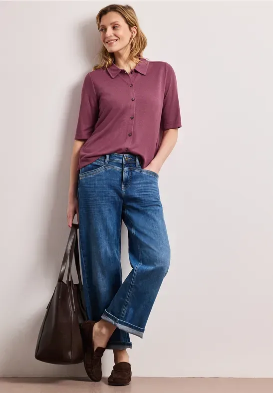 Kurzarm Shirt mit Knopfleiste