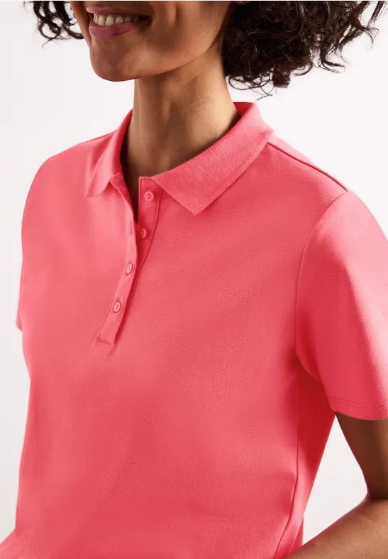 Kurzarm Poloshirt in Rippstruktur