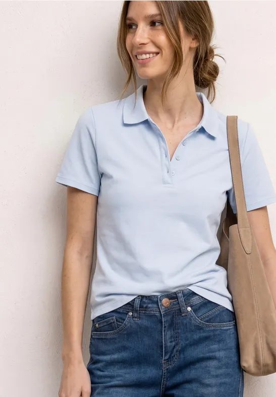 Kurzarm Poloshirt in Rippstruktur