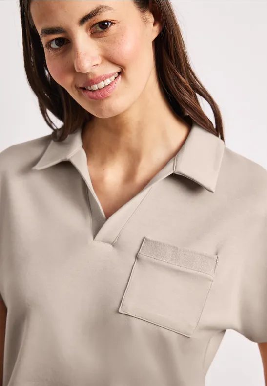 Kurzarm Poloshirt mit Glitzer