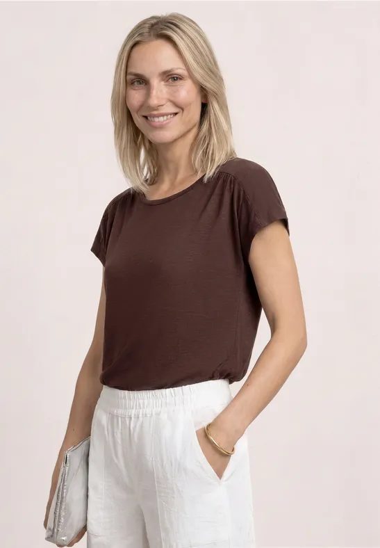Shirt mit Rundhals und Raffung